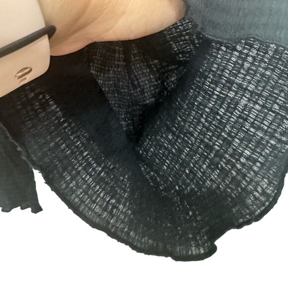 Wilfred Aritzia Crinkle Pull On Black Wide Leg Pants Elastic Sheer Womens Small - Picture 6 of 7